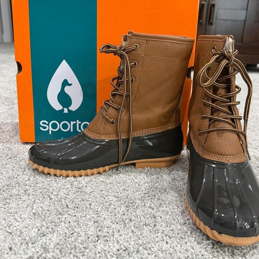 Sporto Dakota Pebble Brown & Tan Waterproof Boots Size 8W